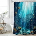 thumbnail image 4 of Natural Ocean Fish Bathroom Shower Curtains with 12 Hooks Waterproof Shower Curtain for Stalls and Bathtubs Coral Blue Underwater Coral Sunshine Decorative Bathroom Privacy Curtain 36x72 Inches, 4 of 9