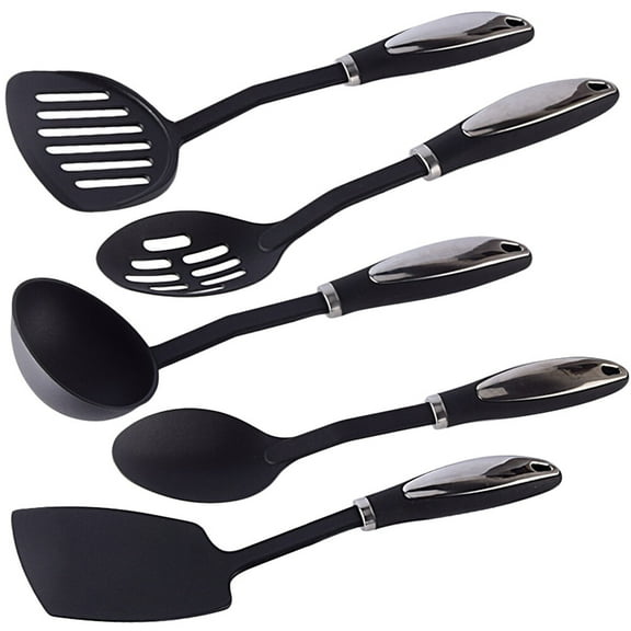 ELAYARD 1 Set Non-Stick Kitchen Cooking Tool Set with Nylon Utensils, Black, and