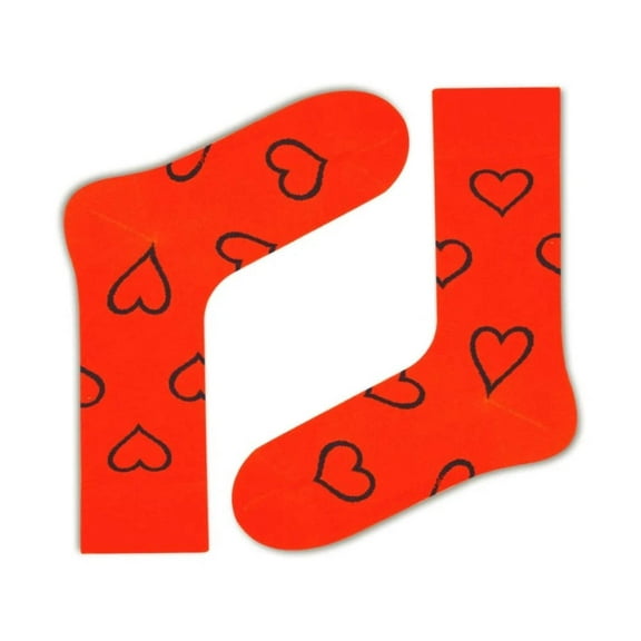 Big Heart Colorful fun patterned organic novelty orange crew socks