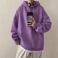 thumbnail image 1 of Sudadera con capucha de color sólido de moda para hombres, chaqueta holgada y versátil con forro polar, parte superior estampada estilo Hong Kong, 1 of 4