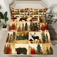 thumbnail image 2 of Homewish Safari Elk Bear Full Size Sheets,Country Plant Tree Bed Sheets,Brown Green Black Sheet Sets For Boys Kids,Ultra Soft Home Decor,4pcs, 2 of 7