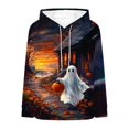 thumbnail image 4 of Frostluinai Halloween Fleece Hoodie for Women Flannel Fuzzy Hooded Sweatshirts Funny Ghosts Print Fluffy Sherpa Warm Pullover with Pocket S-2XL, 4 of 6