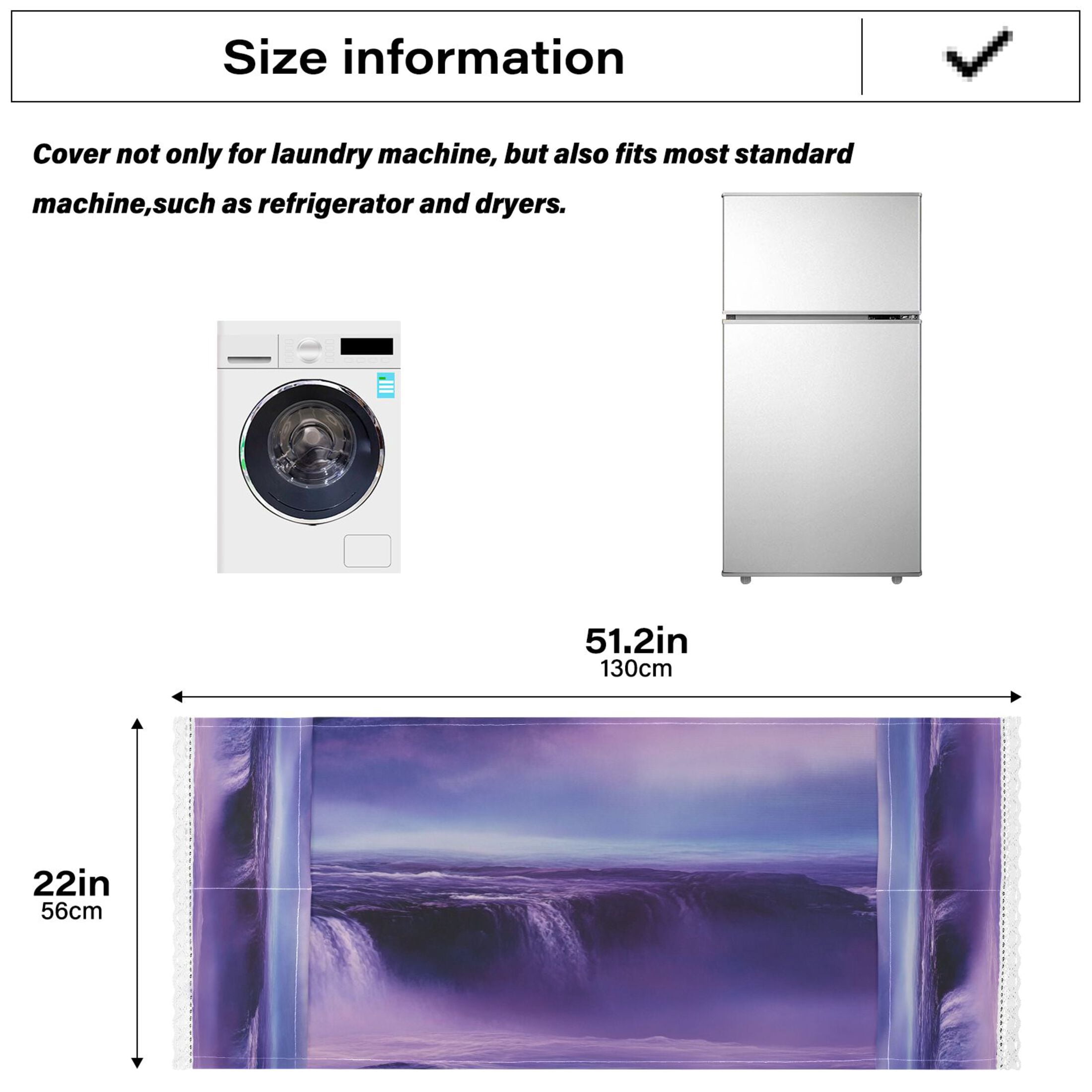 Dustproof Washing Machine Cloth Washer and Dryer Top Covers, Fridge Dust Cover, With Storage BagsThe Purple Water