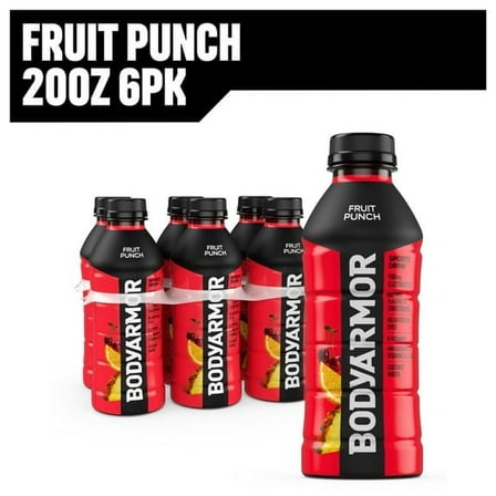 BODYARMOR Fruit Punch Electrolyte Sports Drink, 20 fl oz, 6 Pack Bottles ( 2 Box of 6 Bottles )