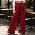 thumbnail image 3 of Byworldtasic Women's Flowy Pleated Trousers Elastic Waist Loose Fit Palazzo Business Casual Lounge Pants with Pockets, 3 of 7