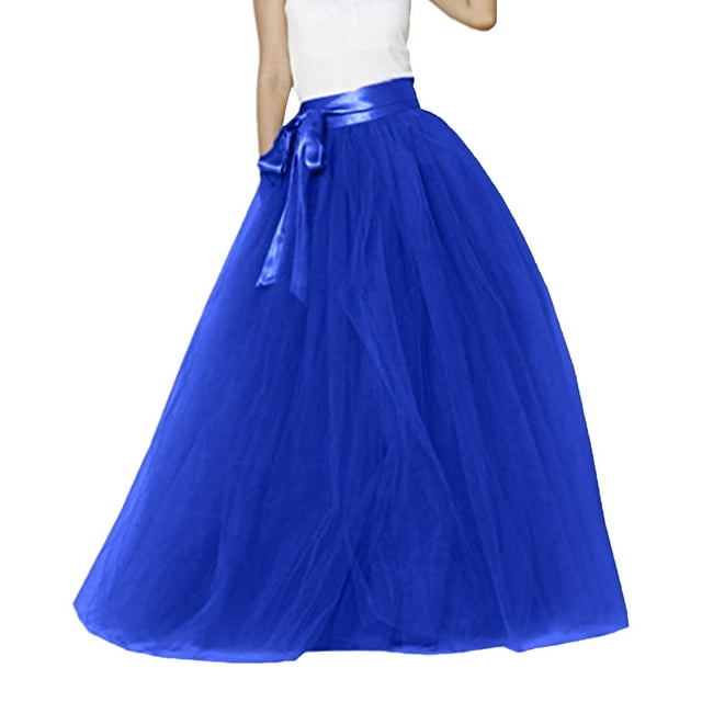 Gibobby Falda estampada para mujer Falda grande de cintura alta para mujer, falda de malla con cinturón elástico, falda tutú de fiesta, falda hinchada(Azul, Talla única)