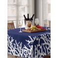 thumbnail image 6 of Coastal Coral Table Cloth, Navy Blue Ocean Marine Nautical Beach Waterproof Tablecloth for Rectangle Tables, Reusable Washable Fabric Table Cover for Restaurant Kitchen Dining Tables 52"x70", 6 of 6