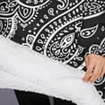 thumbnail image 3 of Oversized Wearable Blanket Hoodie,Black Paisley Pattern Sherpa Blanket Hoodie with Super Pockets,Super Warm Fuzzy Pullover for Women & Men, 3 of 6