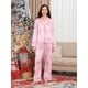 thumbnail image 1 of Conjunto de pijama navideño de otoño para mujer, camisa abotonada de manga larga con estampado de Papá Noel y pantalones elásticos, conjunto de 2 piezas, ropa de estar por casa para fiesta, 1 of 5