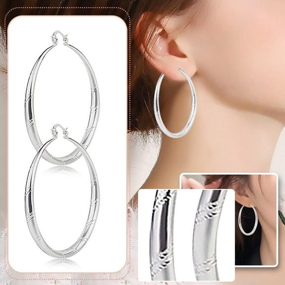 925 Sterling Silver Hoop Earrings | Lightweight-Cut Round Classic Hoops Earring for Women