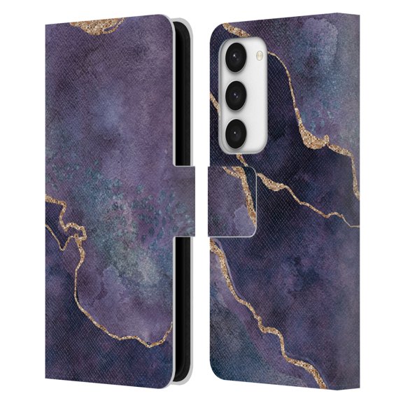 Head Case Designs Officially Licensed LebensArt Mineral Marble Purple Leather Book Wallet Case Cover Compatible with Samsung Galaxy S23 5G