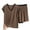 A Coffee, variant on Women's Stripe Print V-Neck Short Sleeve Pajama Set Modal Cotton Polyester Blend Loose Shorts and Top with Bow Detail Vibrant and Comfortable Loungewear