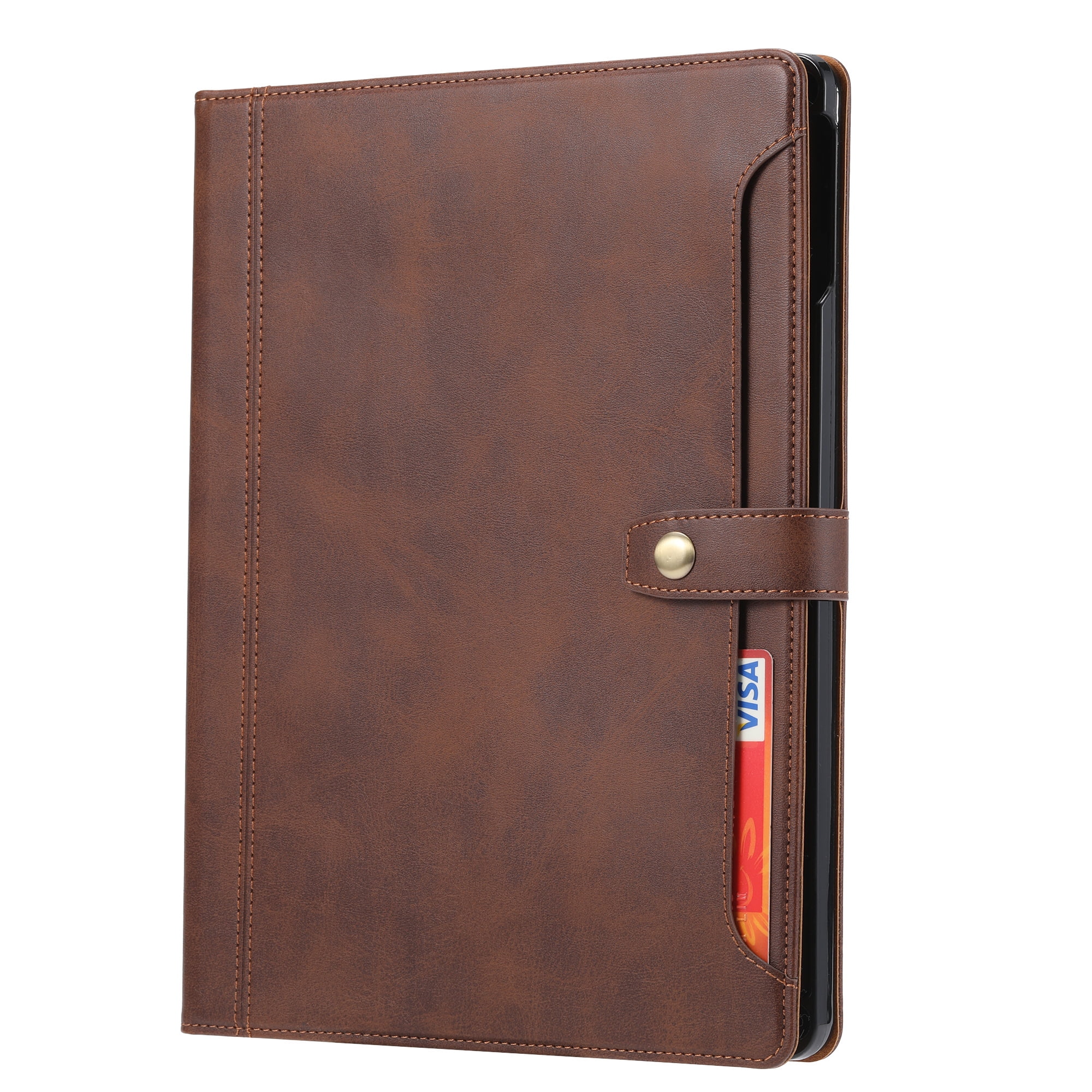 TECH CIRCLE Leather Case for (2022/2021/2020/2018) Apple 12.9-inch iPad Pro (6th/5th/4th/3rd Generation) - Smart Stand Case with Pencil Holder & Card Slots, Brown