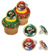 HOMESDININGES 24 Super Mario Cupcake Ring Party Favor Decorations