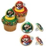 24 Super Mario Cupcake Ring Party Favor Decorations