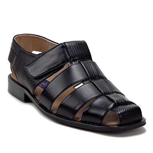 mens black leather sandals