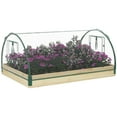 thumbnail image 2 of Outsunny 4' x 3' x 2' Raised Garden Bed with Greenhouse, Wooden Planter Box with PVC Plant Cover, Roll Up Windows for Vegetables, Flowers, Natural, 2 of 9