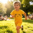 thumbnail image 5 of ITSAME Toddler Boys Outfit Sets Cotton T-Shirt and Shorts Fashion Print Kids Casual Clothes 2-Piece Yellow Size 4-5, 5 of 6