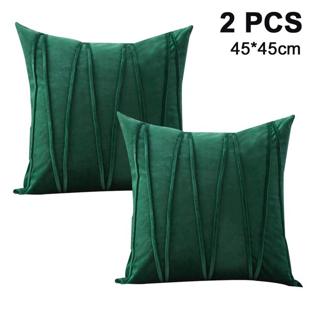 Funda de almohada decorativa de terciopelo a rayas de 2 piezas, fundas de cojín sólidas suaves para cama, sofá, coche, sala de estar, funda de almohada cuadrada (45*45cm) Vhermosa 2034648-3