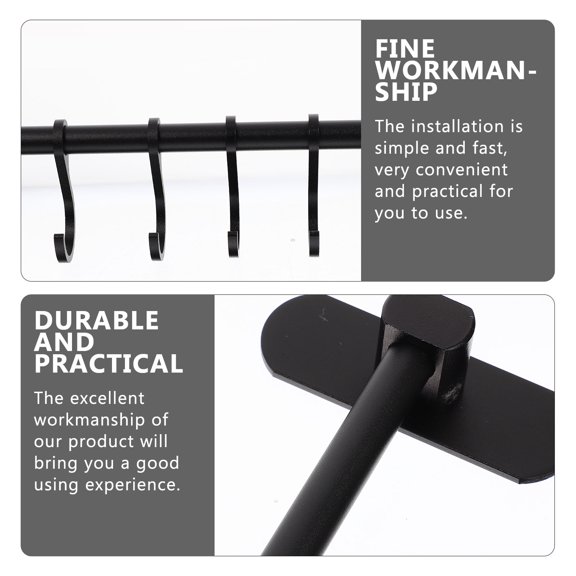 Toyvian Metal Hooks Rack Black Hanging Hook Wall Mount Compact Design 1Pack