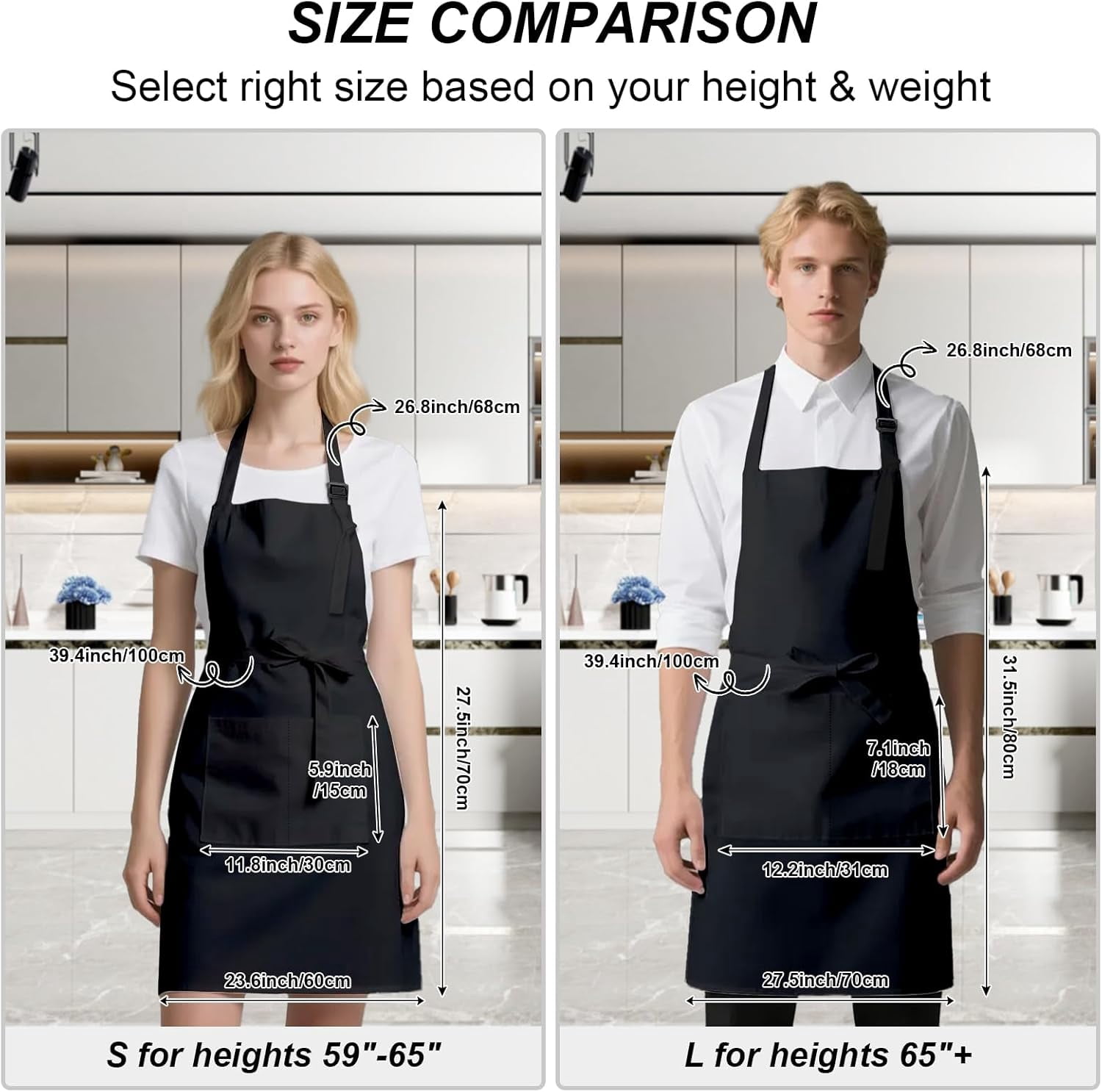 15 Pcs Adult Aprons Bulk with Pockets Adjustable Bib Chef Apron for Women Men Painting Cooking Crafting (S/L)