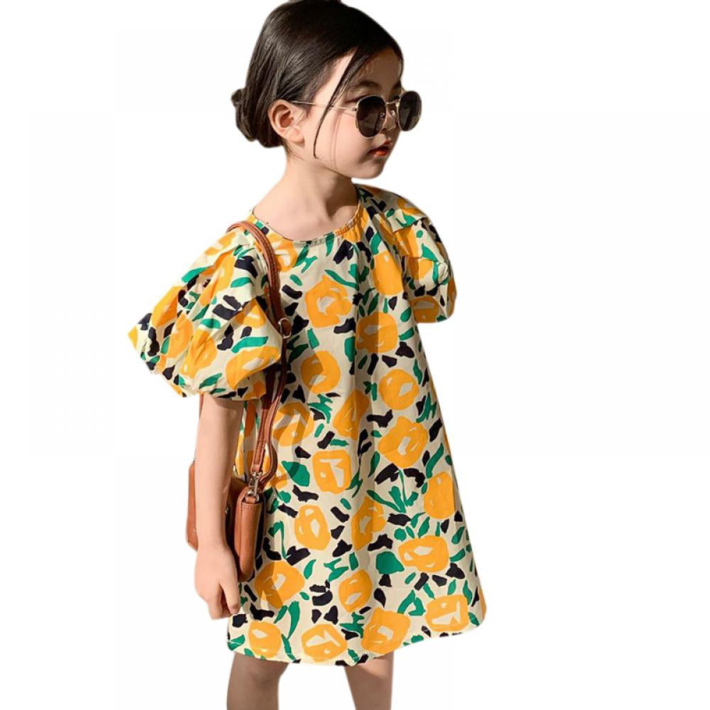 USA Summer Toddler Baby Girls Lemon Floral Casual Party Dress Sundress Clothes 