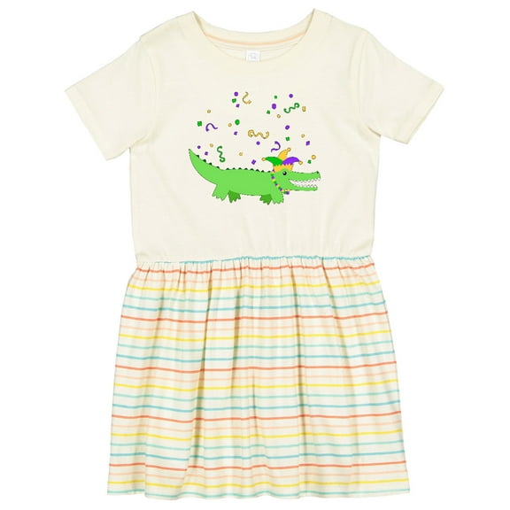 Inktastic Mardi Gras Alligator with Jester Hat Girls Toddler Dress