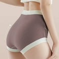 thumbnail image 4 of GigrtiJin Womens Postpartum Coton Underwear Plus Size High Cut Ribbed No Show Panties Loose Breathable Underpants, 4 of 7