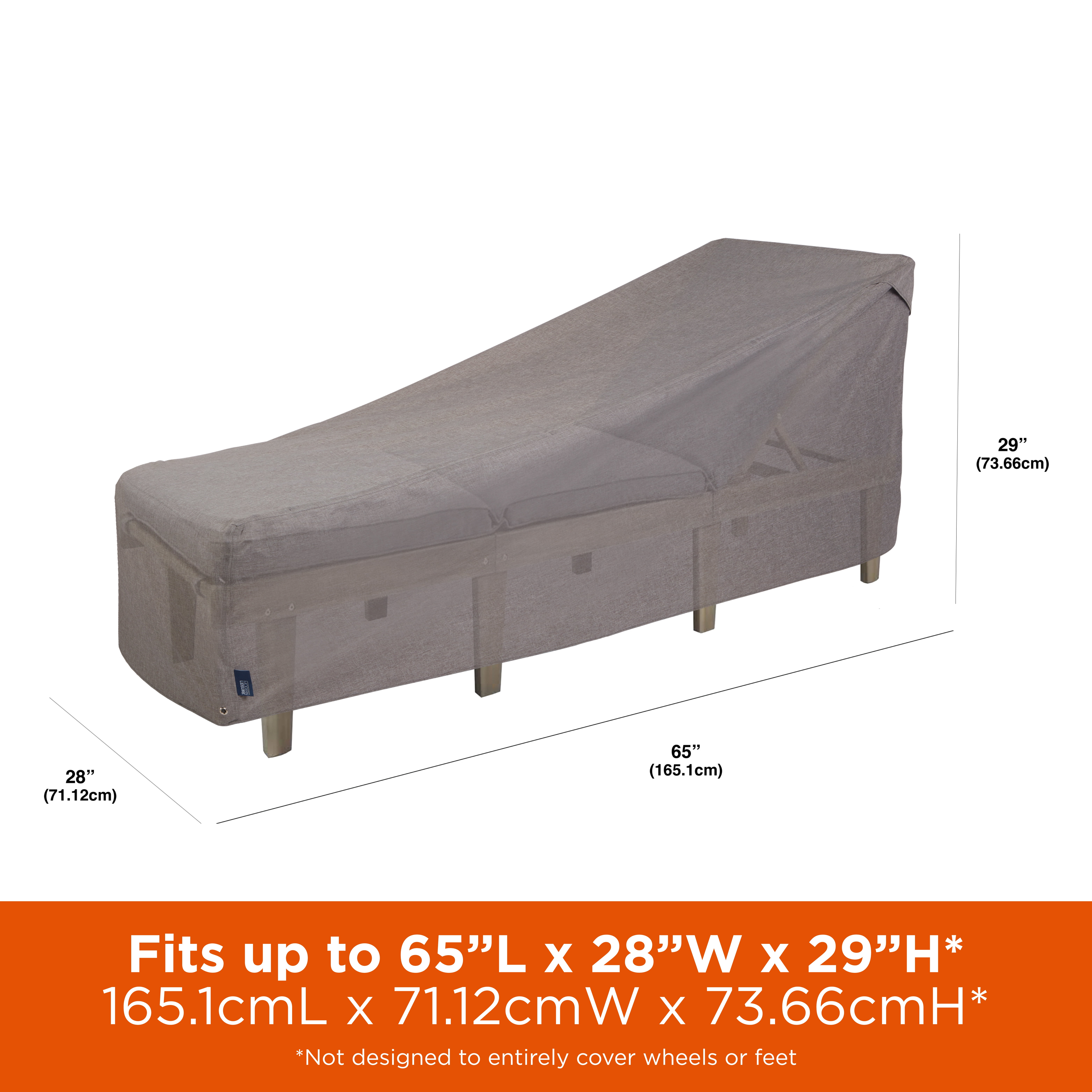 Modern Leisure Garrison Waterproof Patio Chaise Lounge Cover, 65"L x 28"W x 29"H, Gray