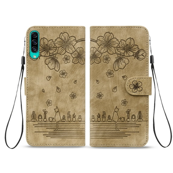 TECH CIRCLE for Samsung Galaxy A50 6.4" 2019 Flip Wallet Case, PU Leather Case with Cart Slot Hand Strap Kickstand Shockproof Protective Case for Samsung Galaxy A50 Ladies Women Men, Brown