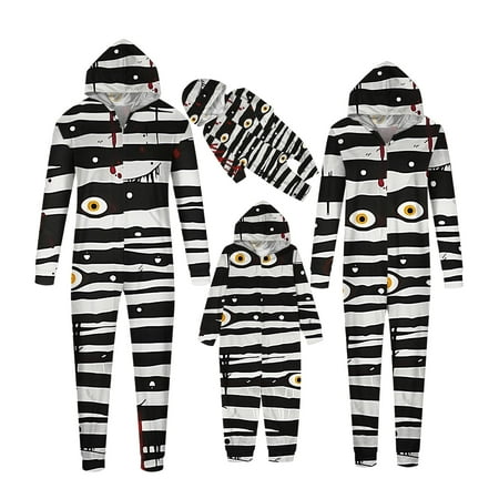 

NT-Einnly Family Matching Halloween Pajamas for Men/Women/Kids/Babies Matching Family Pajamas One-Piece Hooded Halloween Pajama Set Halloween Matching Outfit Baby 12 Months