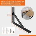 thumbnail image 2 of 12-Pack Heavy Duty Shelf Bracket 7 Inch, Wall Fit for 7-10 Inch Floating Shelves, L Brackets with 90 Degree Triangle, 250 LBS Max Load, Shelf Mounting Hardware Included, Black, 2 of 7