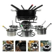 BESTYASH Fondue Cooker Kitchen Fondue Pot Black Stainless Steel Baking For Tableware 1 Set