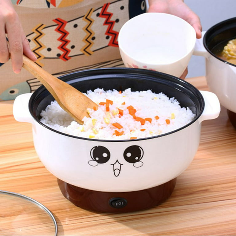 4-in-1 Multifunction Electric Cooker Skillet Wok Electric Hot Pot for Cook Rice Fried Noodles Stew Soup Steamed Fish Boiled Egg Small Non-Stick with