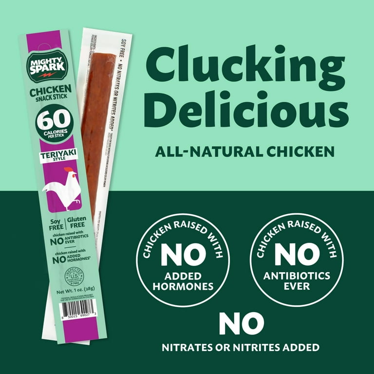 Mighty Spark, Savory Protein Chicken Snack Sticks, 12 Count