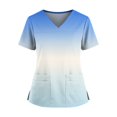thumbnail image 3 of Womens Gradient Color Vneck Scrub Tops Short Sleeve Work Scrubs Summer Fall Shirts 2026 Trendy, #03 Sky Blue, S, 3 of 6