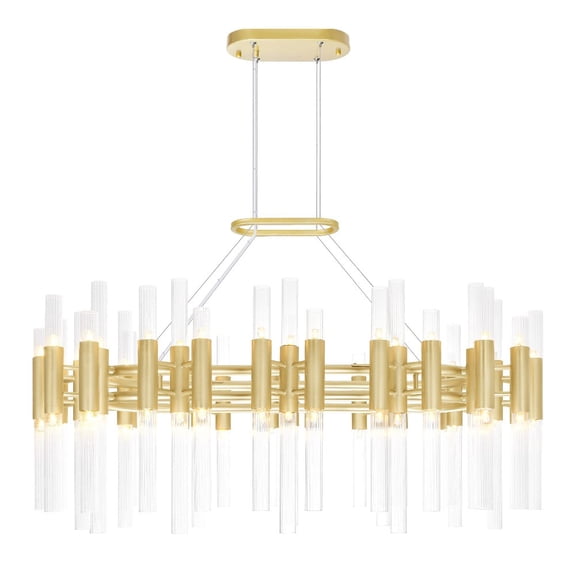 CWI Lighting Orgue 72 Light Transitional Metal Chandelier in Satin Gold