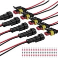 thumbnail image 1 of Conector eléctrico impermeable para coche, 5 piezas, 2 pines, cable de 16 AWG y 20 terminales de soldadura., 1 of 5