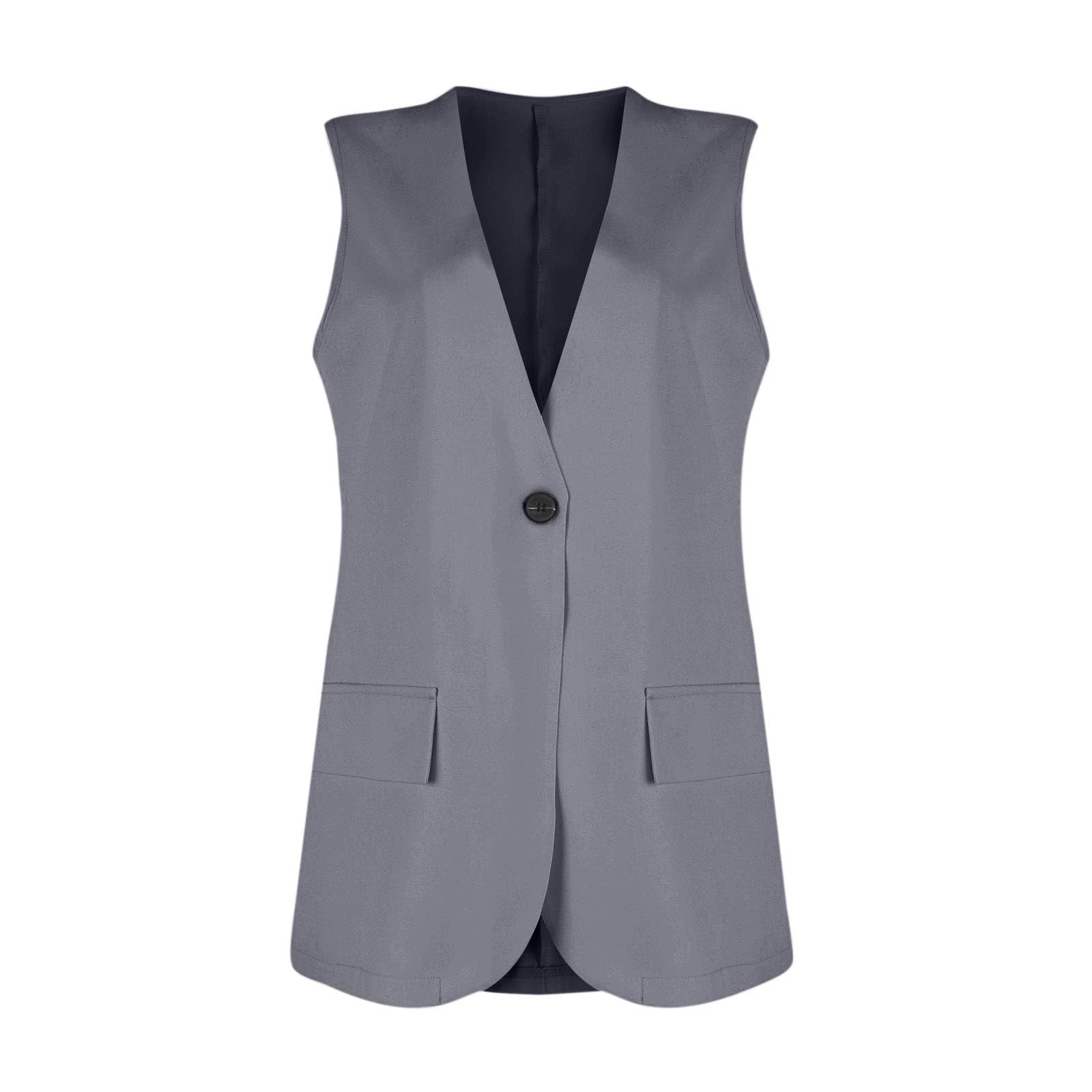 Womens Jackets Open Front Casual Blazer Vests Solid Color Lapel Single Button Lightweight Jackets Women - image 4