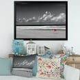 thumbnail image 3 of Designart 'Black and White Coastline Under Cloudy Sky' Lake House Framed Art Print, 3 of 4