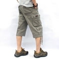 thumbnail image 3 of SWSMCLT Men's Cargo Capris Soft Cotton Loose Casual Spandex Mid Rise Button Fly Pocket Gaucho Cropped Pants Grey 44, 3 of 4