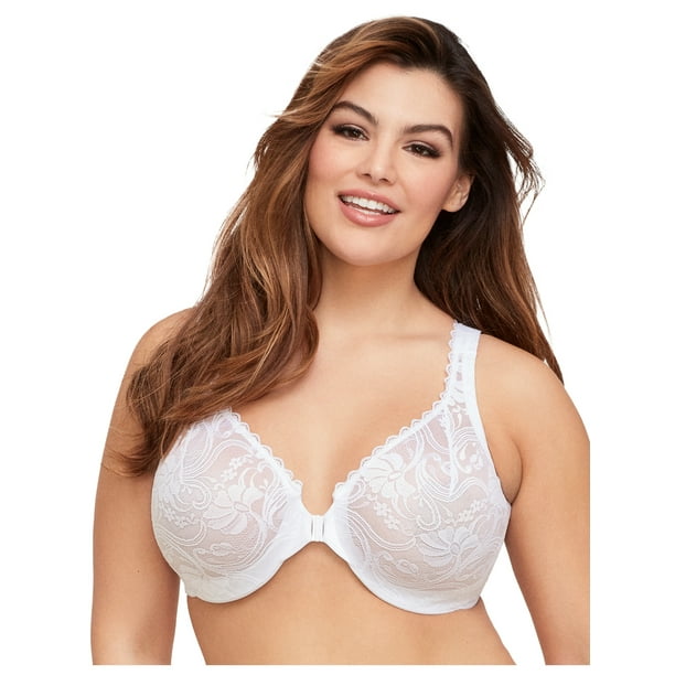 Glamorise Full Figure Plus Size Wonderwire Front Closure Stretch Lace Bra Underwire 9245