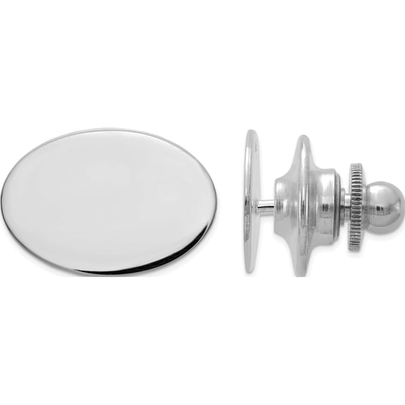 14K White Gold Men's Oval Tie Tac (11.12 X 16.24) Made In United States tt13w