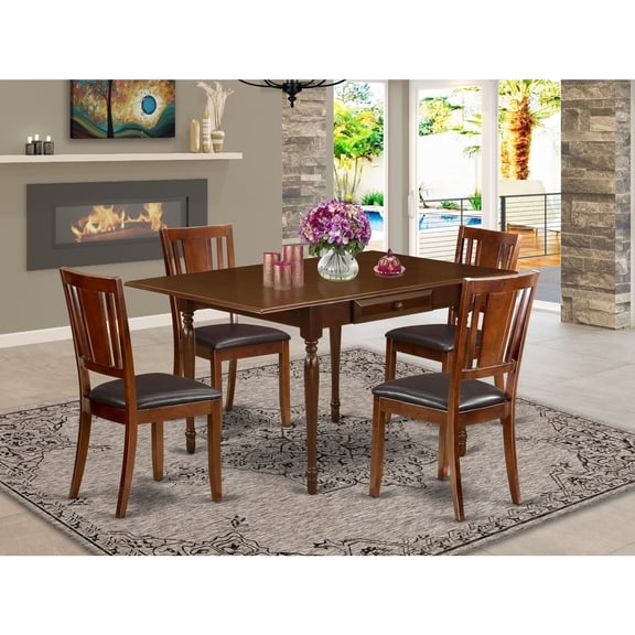 Dining Table Set for 4 - 5 Piece Kitchen Table with Chairs, Mahogany Finish