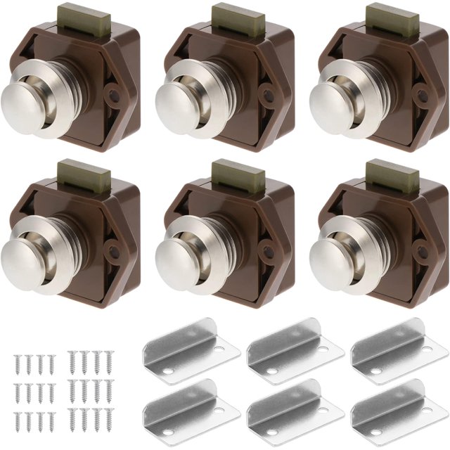 Piezas Pestillo de Botón, Cerradura de Cajón y Pestillo de Puerta de Armario, Pestillo de Cerradura de Puerta Sin Llave para Autocaravana, Yates, Barco, Caravana-Marrón Sailing Electrónica