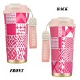 thumbnail image 2 of Stainless Steel Coffee Cup 7.7×2.6×3.5in Tapered Design Nylon Woven Wrist Strap Portable Durable Cup Bottom With Non-Slip Sticker Hotpink Geometric Patterns_4, 2 of 8