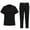 Black, variant on S-2XL Women Solid Color Medical Uniform V-Neck Elasticity Quick-Dry Short Sleeve Multi-pocket Design Nurse Uniform Set