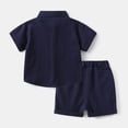 thumbnail image 7 of Toddler boys and girls summer outfit short sleeve shirts top and casual shorts set cute kids clothes Navy 2-3 Years, 7 of 7