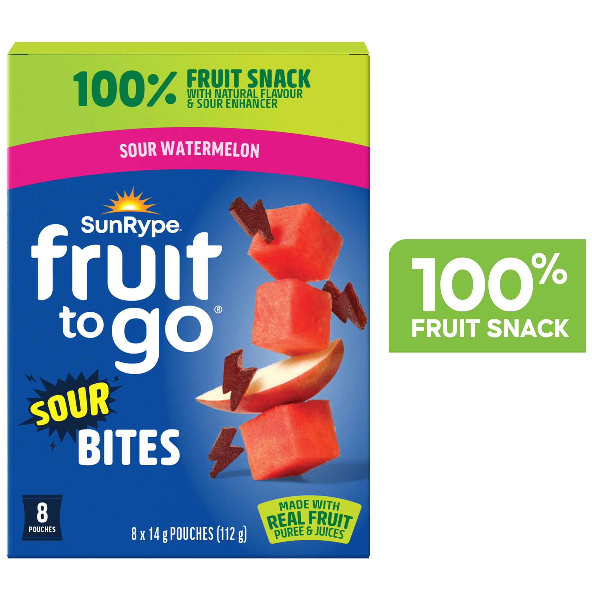 SunRype Fruit to Go Bites Sour Watermelon, 8 x 14 g, 112.00 - 0.25 GR