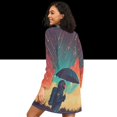 thumbnail image 2 of FORMRS Womens Long Sleeve Nightgowns Crew Neck Sleep Shirt Soft Pajamas Sizes S-3XL, Astronaut and Sky, 2 of 8